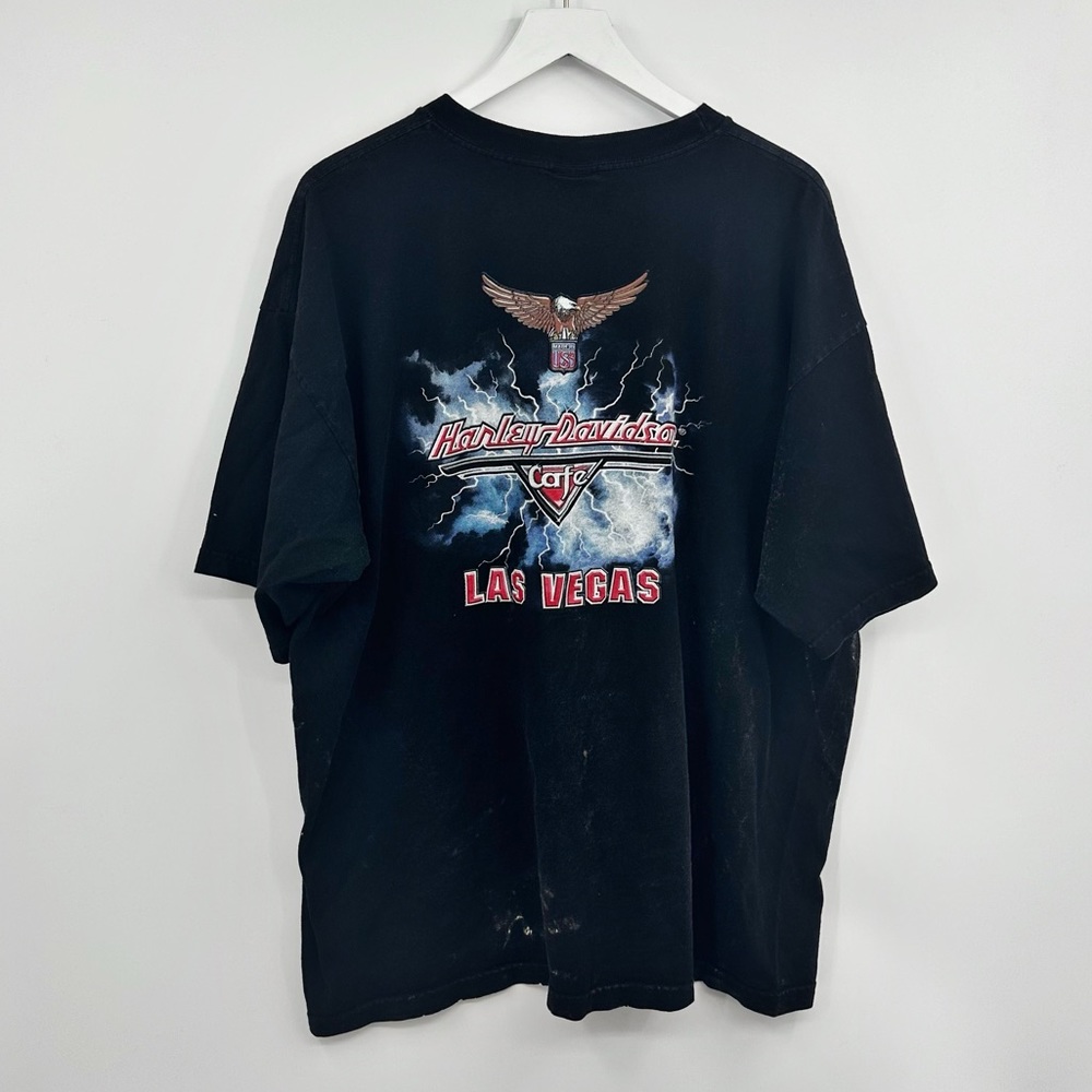 Harley Davidson Cafe Las Vegas Custom Bleach Splatter Short Sleeve Shirt - Picture 1 of 8